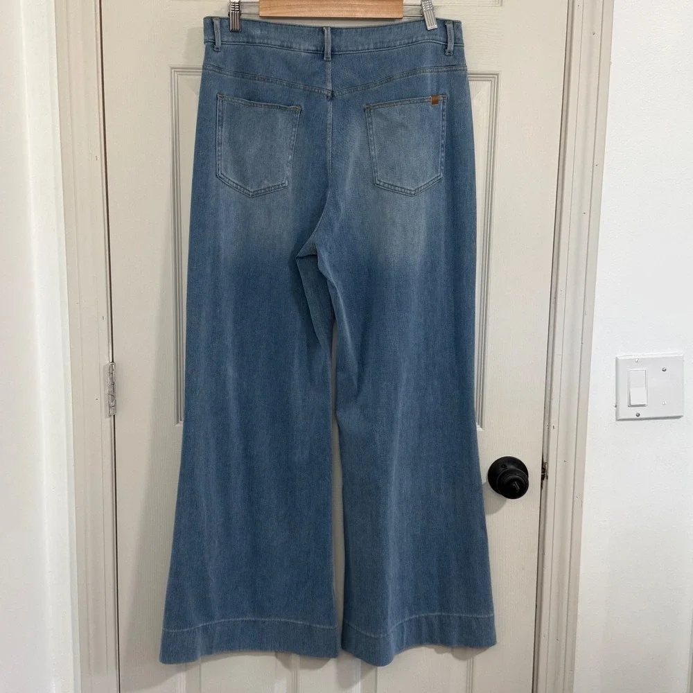 Halara Wide Leg Jeans Womens Large Blue NWT Flex Denim High Waisted Light Wash - Picture 2 of 9